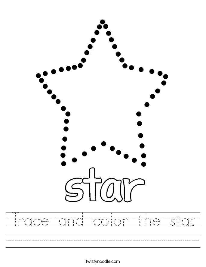 Trace and color the star. Worksheet