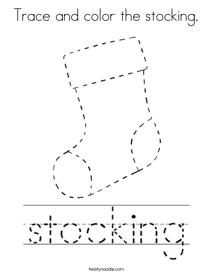 Trace and color the stocking. Coloring Page