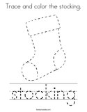Trace and color the stocking Coloring Page