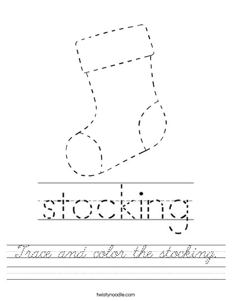 Trace and color the stocking. Worksheet