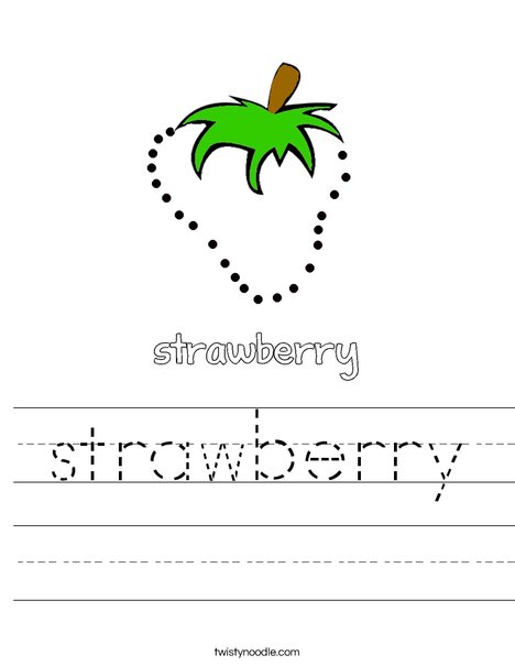 Trace and color the strawberry. Worksheet