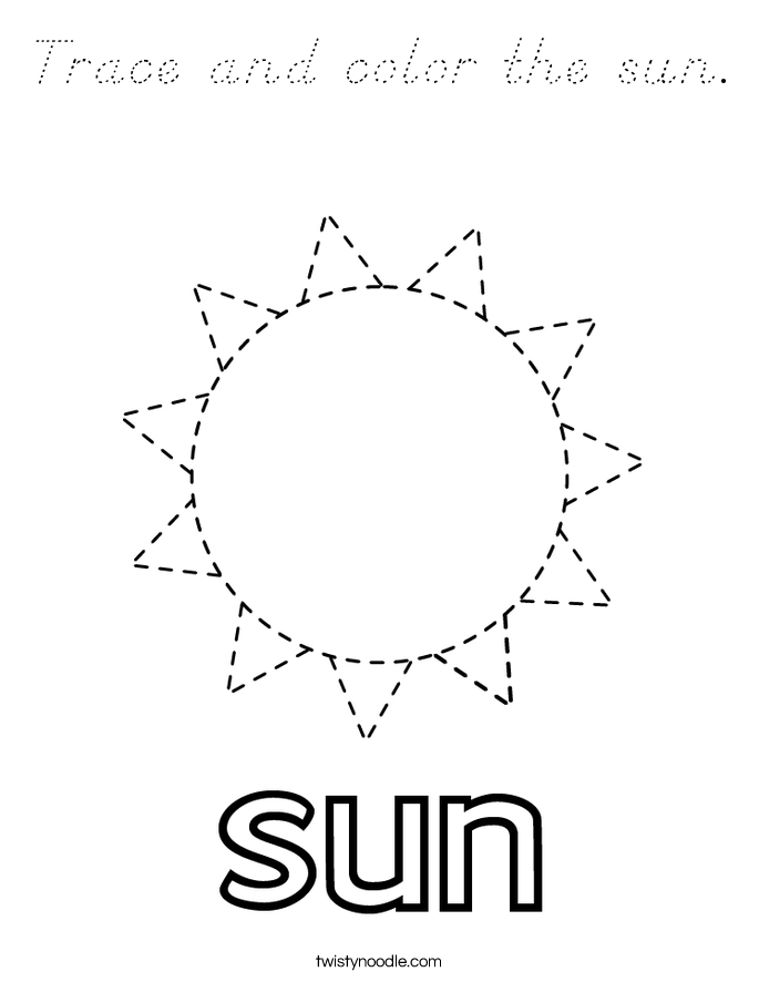 Trace and color the sun. Coloring Page