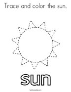 Trace and color the sun Coloring Page