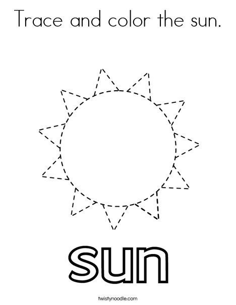 Trace and color the sun. Coloring Page