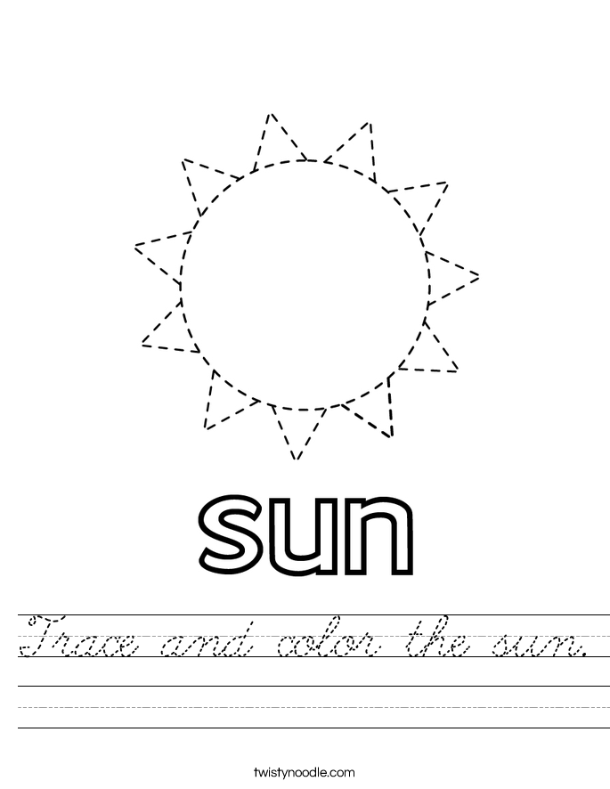 Trace and color the sun. Worksheet