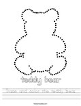 Trace and color the teddy bear. Worksheet
