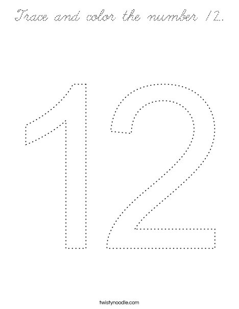 Trace and color the the number 12. Coloring Page