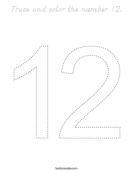 Trace and color the the number 12. Coloring Page