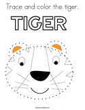 Trace and color the tiger Coloring Page