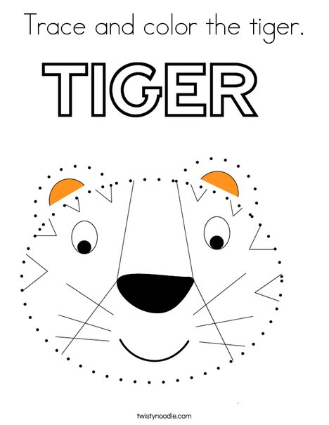 Trace and color the tiger. Coloring Page