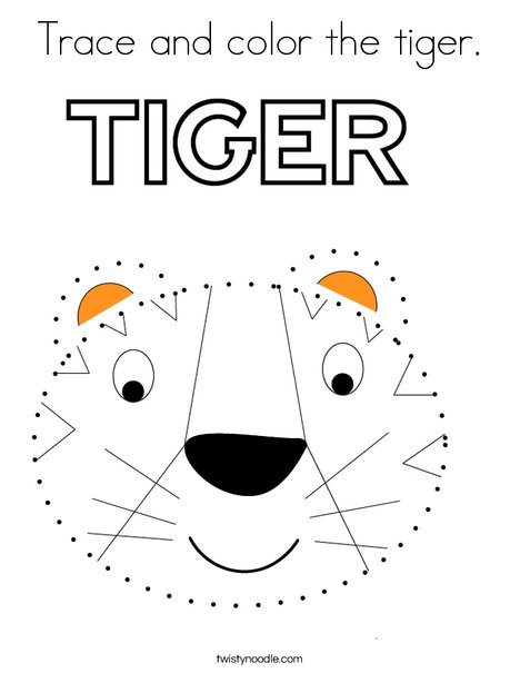 Download Trace and color the tiger Coloring Page - Twisty Noodle