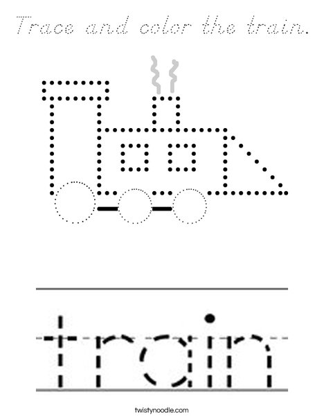 Trace and color the train. Coloring Page