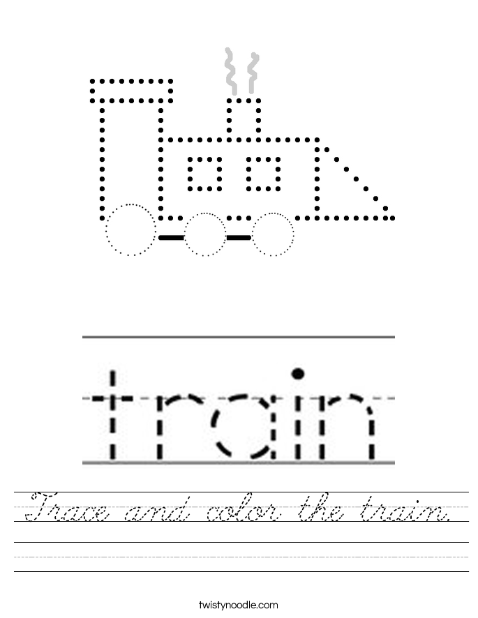 Trace and color the train. Worksheet