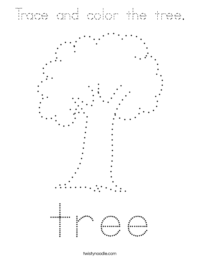 Trace and color the tree. Coloring Page