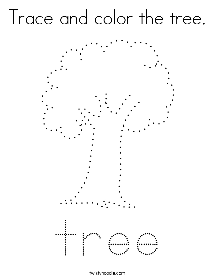 Trace and color the tree. Coloring Page