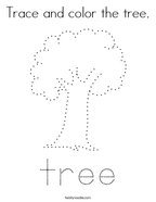 Trace and color the tree Coloring Page