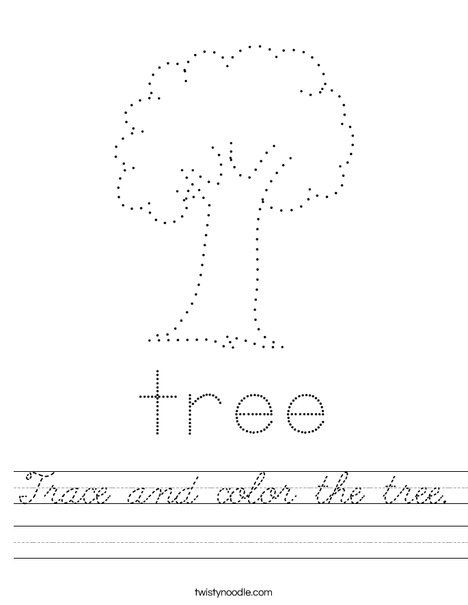 Trace and color the tree. Worksheet