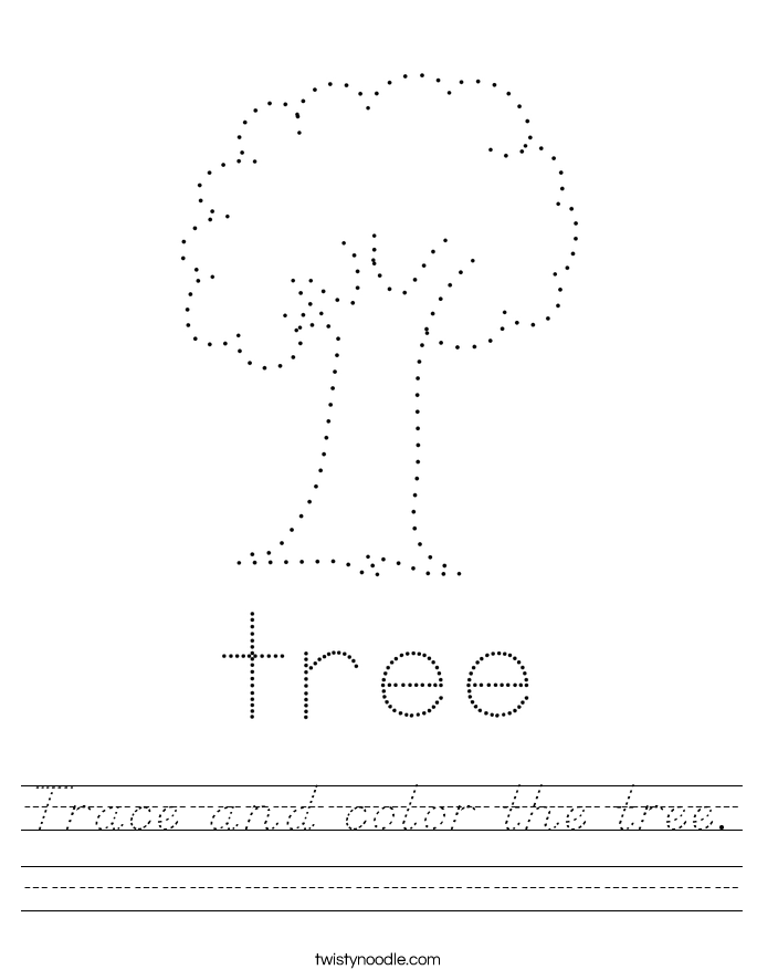 Trace and color the tree. Worksheet