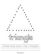 Trace and color the triangle Handwriting Sheet