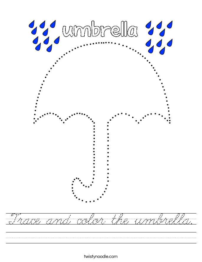 Trace and color the umbrella. Worksheet