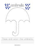 Trace and color the umbrella. Worksheet