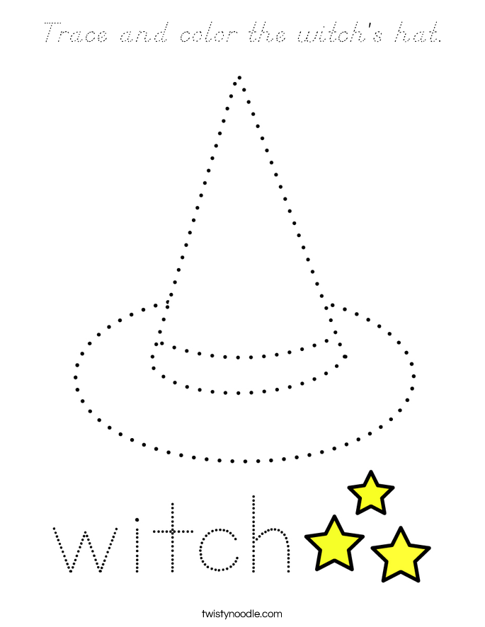 Trace and color the witch's hat. Coloring Page