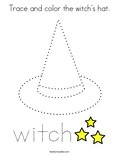 Trace and color the witch's hat. Coloring Page