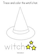 Trace and color the witch's hat Coloring Page