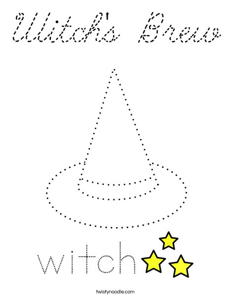 Trace and color the witch's hat. Coloring Page