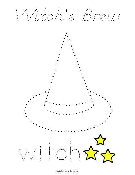 Trace and color the witch's hat. Coloring Page