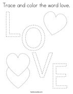 Trace and color the word love Coloring Page