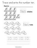 Trace and write the number ten Coloring Page