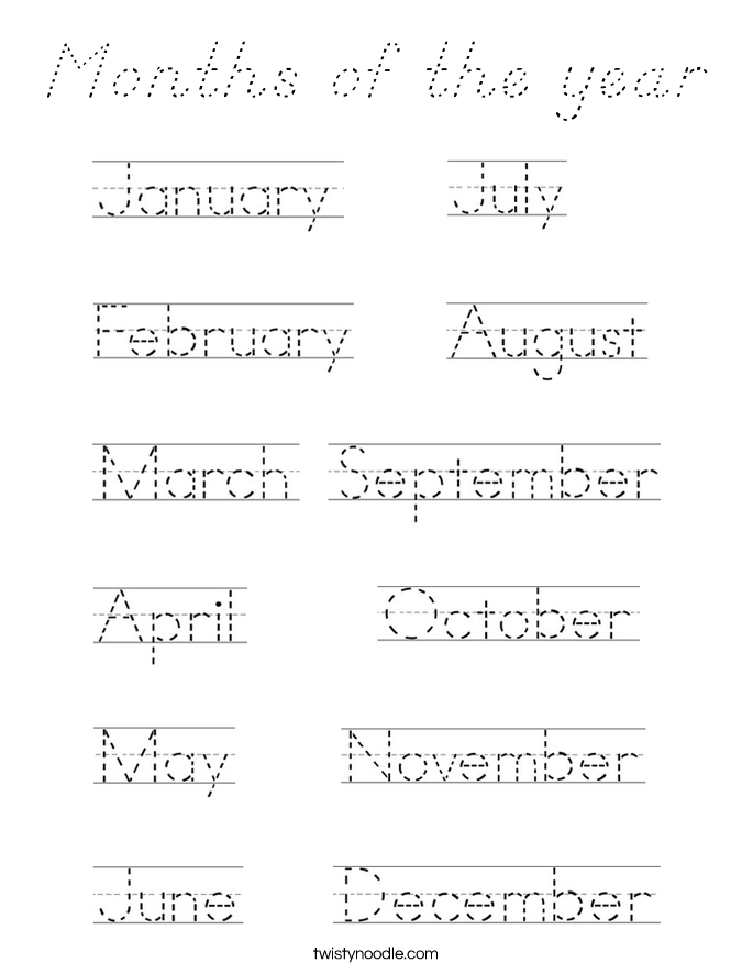 Months of the year Coloring Page