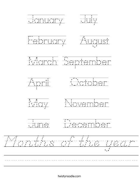 Trace the 12 months.  Worksheet