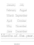 Months of the year Worksheet