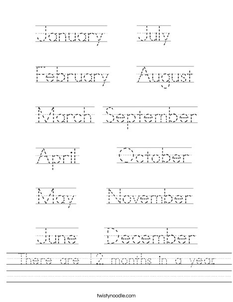 Trace the 12 months.  Worksheet