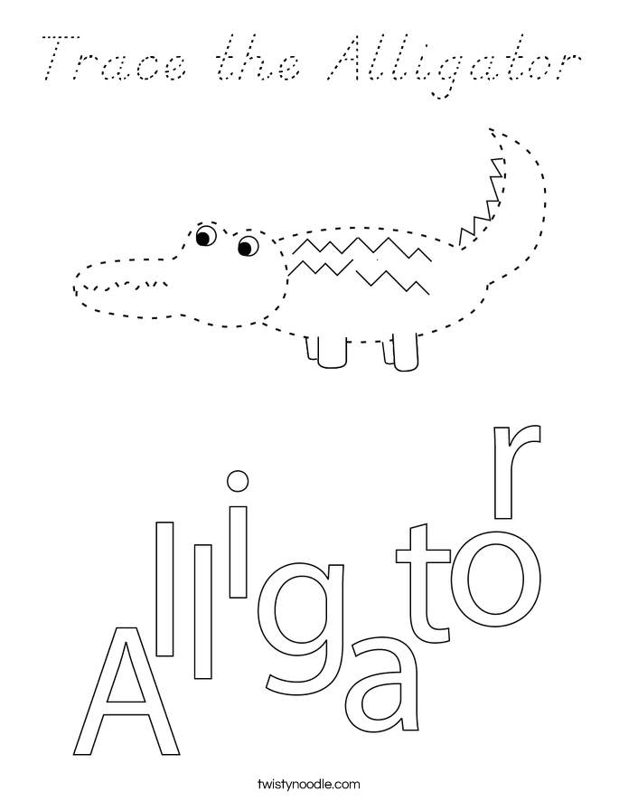 Trace the Alligator Coloring Page