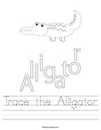 Trace the Alligator Handwriting Sheet