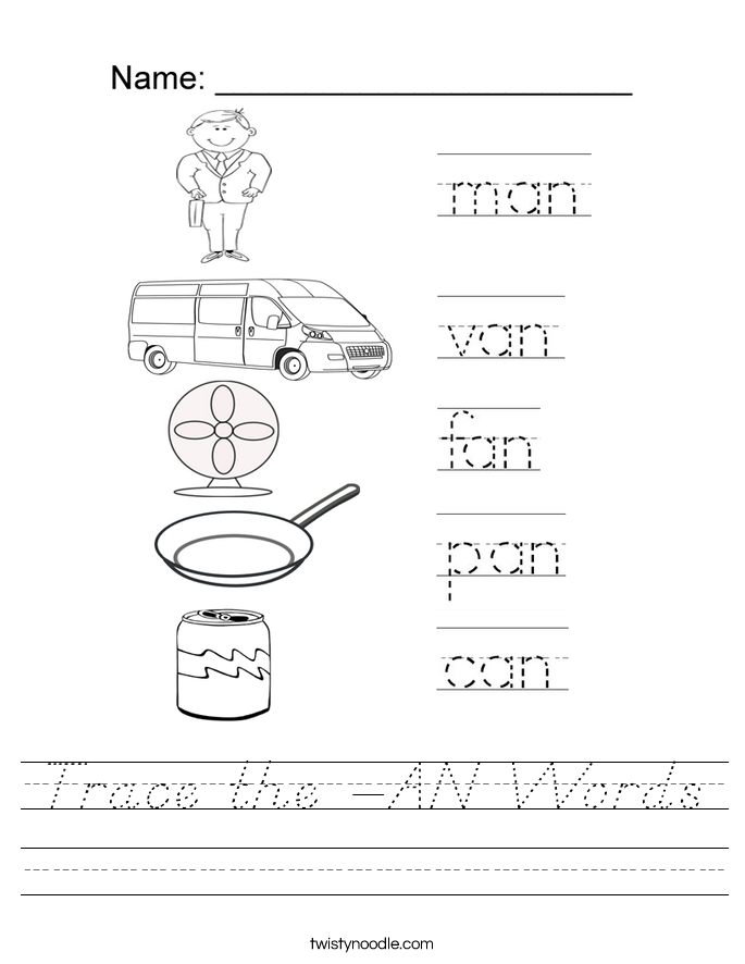 Trace the -AN Words Worksheet