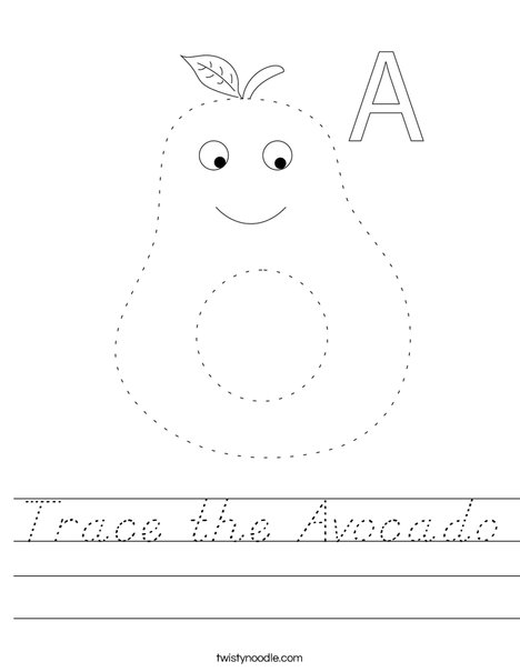 Trace the Avocado Worksheet