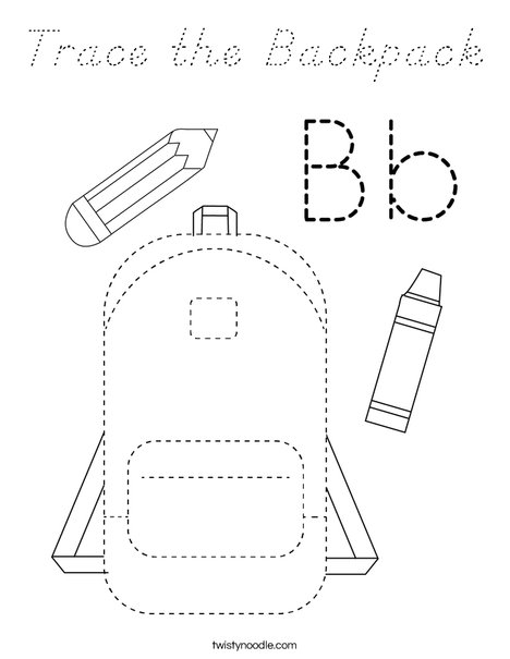 Trace the Backpack Coloring Page