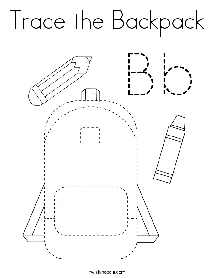 Trace the Backpack Coloring Page