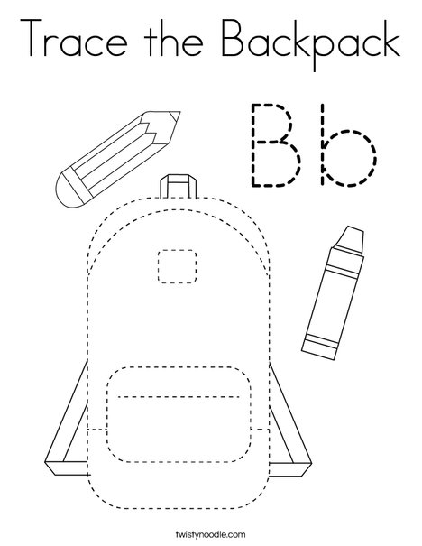 Trace the Backpack Coloring Page