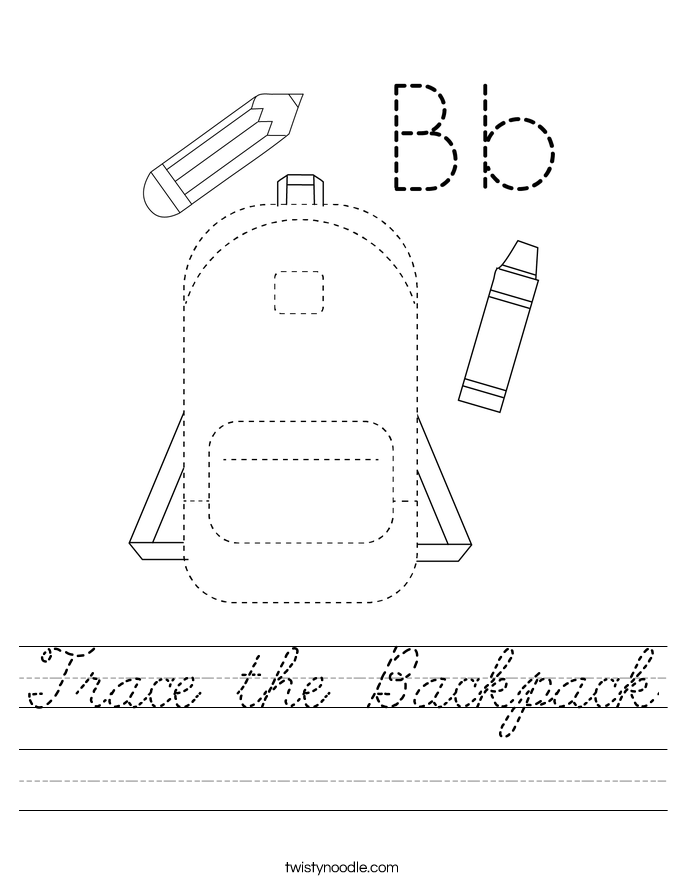 Trace the Backpack Worksheet