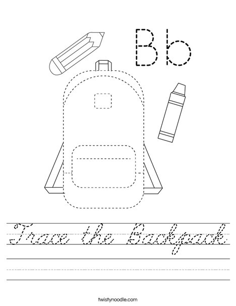 Trace the Backpack Worksheet