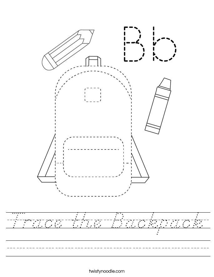 Trace the Backpack Worksheet