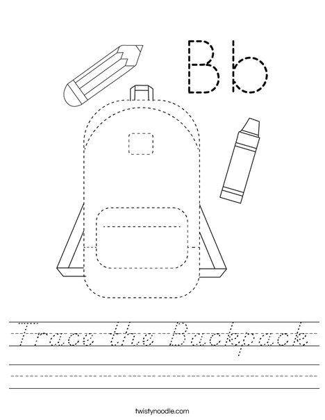 Trace the Backpack Worksheet