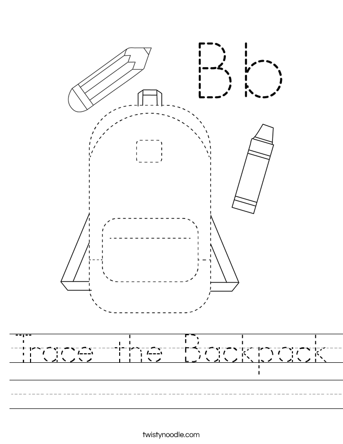 Trace the Backpack Worksheet