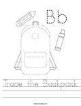 Trace the Backpack Worksheet