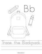 Trace the Backpack Handwriting Sheet